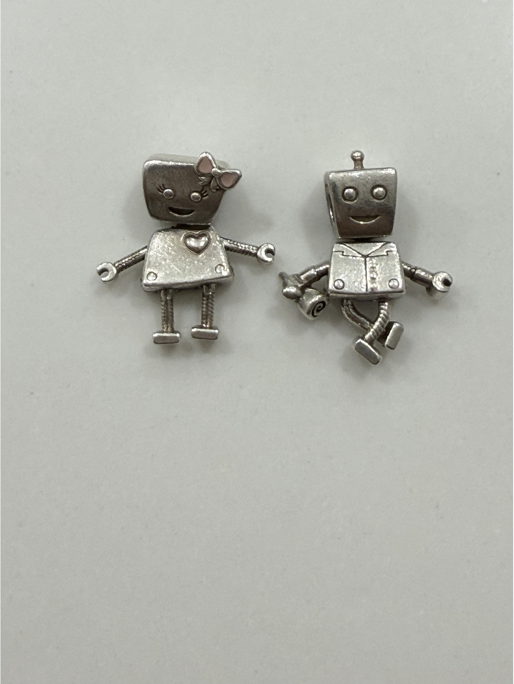 2 Authentic Pandora Sliver 925 Bella Bot Robot and boy Bot charms